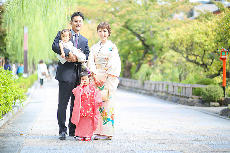 京都で七五三の家族写真